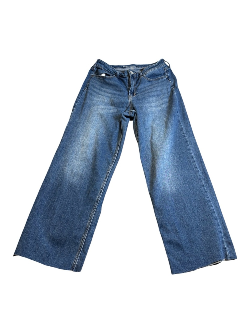 Old Navy Wow Wide Leg Jeans Women's 10 High Rise Blue Raw Hem Denim GUC
